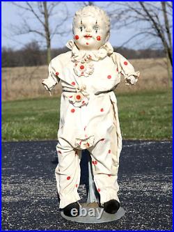 Vintage Clown Doll Composition Head Creepy mannequin Horror carnival circus