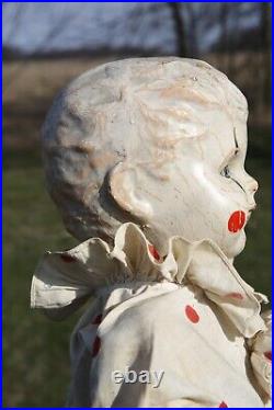 Vintage Clown Doll Composition Head Creepy mannequin Horror carnival circus