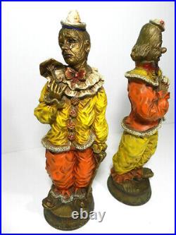 Vintage Clown Statue Universal Statuary Co. 1966 Pair