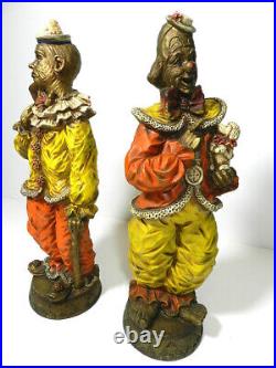 Vintage Clown Statue Universal Statuary Co. 1966 Pair