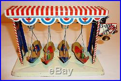 Vintage D. R. P. O Germany Tin Litho SWING BOAT CARNIVAL RIDE / CIRCUS 9-In Long
