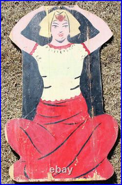 Vintage Folk Wood Paint Art Painted Egypt Goddess Bag Toss Carnival Circus Game
