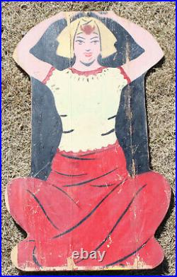 Vintage Folk Wood Paint Art Painted Egypt Goddess Bag Toss Carnival Circus Game