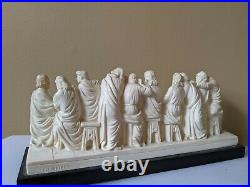 Vintage Gino Ruggeri Alabaster Sculpture, the last supper, Made in Italy