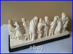 Vintage Gino Ruggeri Alabaster Sculpture, the last supper, Made in Italy