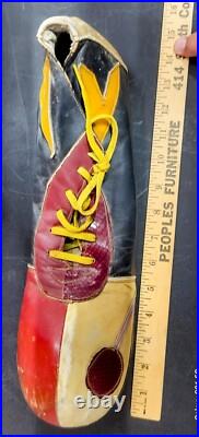 Vintage Handmade Circus Clown Show Funny Leather Footwear Red Yellow Antique