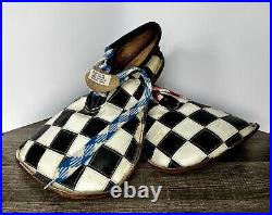 Vintage Handmade Circus Clown Wayne Bennett Funny Footwear Black White Checkered