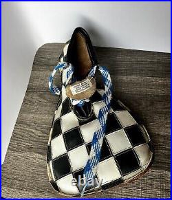 Vintage Handmade Circus Clown Wayne Bennett Funny Footwear Black White Checkered