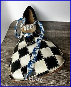 Vintage Handmade Circus Clown Wayne Bennett Funny Footwear Black White Checkered