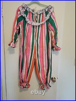 Vintage Handmade Clown Costume Striped Circus Movie Prop READ See Measurements