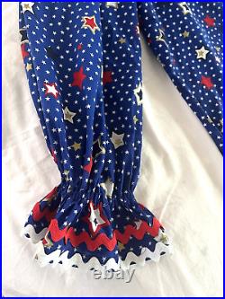 Vintage Home Sewn Adult Clown Costume Red White & Blue, Hair, Neck Ruffle