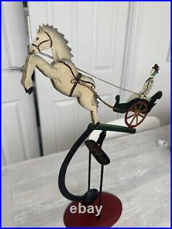 Vintage Horse Cart Carriage Metal Iron Pendulum Rocking Figure Antique Circus