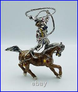 Vintage Italian Sterling Silver Enamel Circus Clown On Horse Figurine