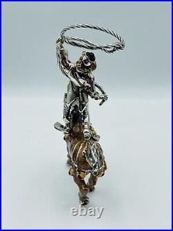 Vintage Italian Sterling Silver Enamel Circus Clown On Horse Figurine