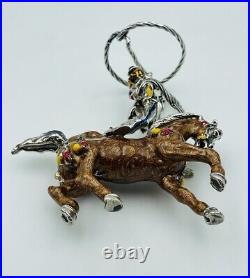 Vintage Italian Sterling Silver Enamel Circus Clown On Horse Figurine