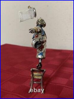 Vintage Italy Sterling Silver Enamel Circus Clown Chair Butterfly Net 88g