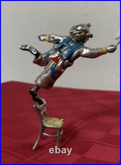 Vintage Italy Sterling Silver Enamel Circus Clown Chair Butterfly Net 88g