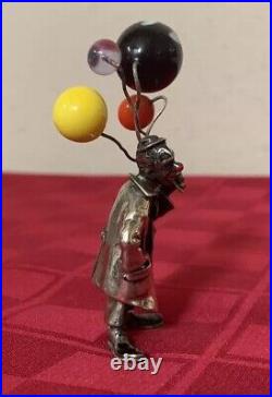 Vintage Italy Sterling Silver Enamel Circus Clown Murano Glass Balloons ANGINI