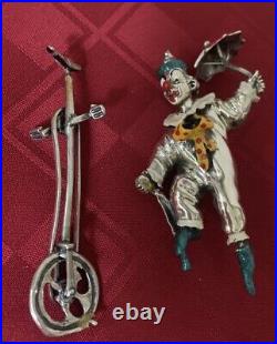 Vintage Italy Sterling Silver Enamel Circus Clown UniCycle Umbrella 77g