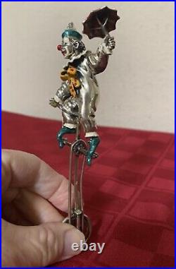 Vintage Italy Sterling Silver Enamel Circus Clown UniCycle Umbrella 77g