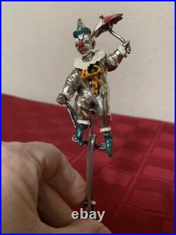 Vintage Italy Sterling Silver Enamel Circus Clown UniCycle Umbrella 77g