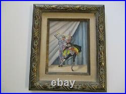 Vintage Jester Harlequin Painting Circus Antique Signed Modernism Wpa Era Art