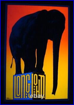 Vintage LONG JOHN blacklight poster fine art elephant circus Frank Kay 1969 NOS