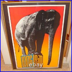 Vintage LONG JOHN blacklight poster fine art elephant circus Frank Kay 1969 NOS