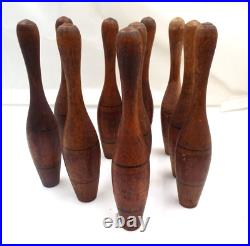Vintage LOT of 10 Antique Wood Circus Juggling Pins 10