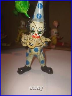 Vintage Lot of 5 paper mache clowns with balloons by L. Luna Mex