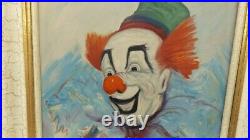Vintage Louis Spiegel Signed Painting Oil Canvas Clown Collectible Creepy Rare