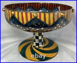 Vintage MacKenzie Childs Circus 8 Compote Pedestal Bowl