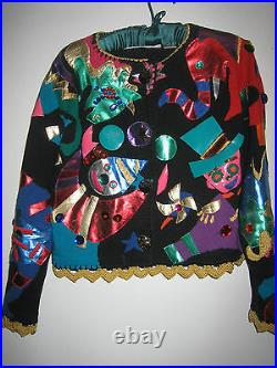 Vintage Michael Simon Circus Themed Sweater withMetallic Leather, Vinyl, Rhineston