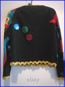 Vintage Michael Simon Circus Themed Sweater withMetallic Leather, Vinyl, Rhineston