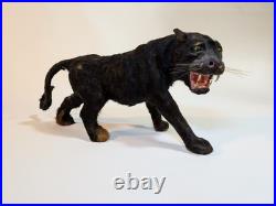Vintage Mini Taxidermy Panther Figurine Circus Collectible Victorian Toy Antique