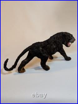 Vintage Mini Taxidermy Panther Figurine Circus Collectible Victorian Toy Antique