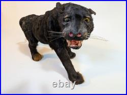 Vintage Mini Taxidermy Panther Figurine Circus Collectible Victorian Toy Antique