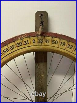 Vintage Painted Wooden Carnival Gaming Wheel, betting, circus, 1900's, antique