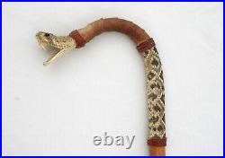 Vintage Pit Viper Rattlesnake Cane Carnival Circus Taxidermy Walking Stick Snake