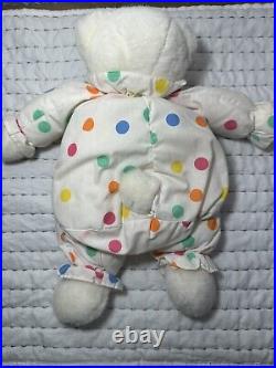 Vintage Plush Circus Clown Teddy Bear White Pastel Polka Dots Prestige 14