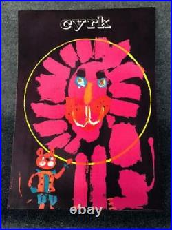 Vintage Pop Art Cyrk Pink Lion Circus Poster Print
