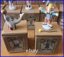 Vintage Ringmaster candle holder collection / Ceramic / 12 piece circus set