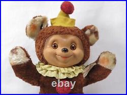 Vintage Rubber Face Circus Clown Bear Ideal Musical Plush Toy AS IS