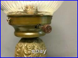 Vintage Spelter Circus Girl With Ball Glass Globe Desk Table Lamp Light