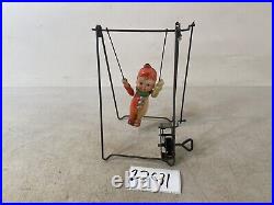 Vintage Wind Up Toy Antique Carnival Circus acrobat Swinging Boy Working 22C31