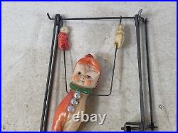 Vintage Wind Up Toy Antique Carnival Circus acrobat Swinging Boy Working 22C31