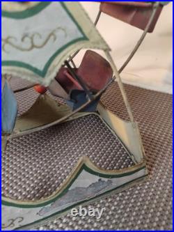 Vintage antique toy circus Ferris Wheel metal seats Works! 1920s