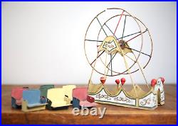 Vintage antique toy circus Ferris Wheel with metal seats for Parts Repair