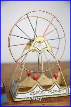 Vintage antique toy circus Ferris Wheel with metal seats for Parts Repair