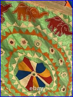 Vintage colorful circus hanging quilt hangs on the ceiling Unique 72 X 72